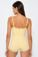 Margaret | Women's Scoop Neck Lace Trim Spaghetti Strap Romper