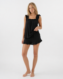 Maricela | Women's Square Neck Ruffle Trim Sleeveless Pajama Set with Shorts