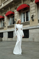 Mariela | Women's High Neck Long Sleeve Side Cutouts Ruched Maxi Dress