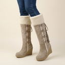 Marielle | Women's Casual Wedge Buckle Strap Mid-Calf Heel Boots