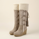 Marielle | Women's Casual Wedge Buckle Strap Mid-Calf Heel Boots
