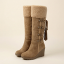 Marielle | Women's Casual Wedge Buckle Strap Mid-Calf Heel Boots