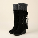 Marielle | Women's Casual Wedge Buckle Strap Mid-Calf Heel Boots