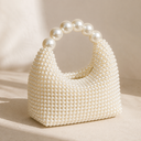 Marietta | Women's Faux Pearl Beaded Oversized Bead Handle Hobo Handbag