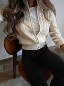 Marleigh | Women's Zip High Neck Long SleeveKnit Cardigan