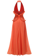 Marlowe | Women's Halter Ruffle A-Line Maxi Wedding Guest Dress