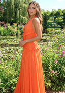 Marlowe | Women's Halter Ruffle A-Line Maxi Wedding Guest Dress