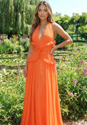 Marlowe | Women's Halter Ruffle A-Line Maxi Wedding Guest Dress