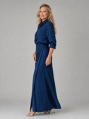 Maude | Women's Collared Long Sleeve Shirt Maxi Evening Dress