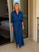 Maude | Women's Collared Long Sleeve Shirt Maxi Evening Dress