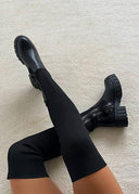 Mavis | Women's Ribbed Upper Round Toe Chunky Lug Sole Boots