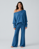 Maxine | Women's Lounge Long Sleeve Off Shoulder Knit Two Piece Set