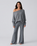 Maxine | Women's Lounge Long Sleeve Off Shoulder Knit Two Piece Set