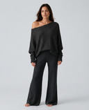 Maxine | Women's Lounge Long Sleeve Off Shoulder Knit Two Piece Set