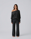 Maxine | Women's Lounge Long Sleeve Off Shoulder Knit Two Piece Set