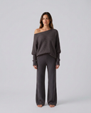 Maxine | Women's Lounge Long Sleeve Off Shoulder Knit Two Piece Set