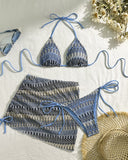 Mayra | Women’s Print Triangle Bikini Set with Ruched Cover-Up Skirt