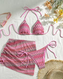 Mayra | Women’s Print Triangle Bikini Set with Ruched Cover-Up Skirt