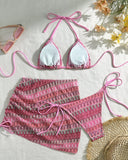 Mayra | Women’s Print Triangle Bikini Set with Ruched Cover-Up Skirt