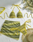 Mayra | Women’s Print Triangle Bikini Set with Ruched Cover-Up Skirt