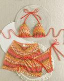 Mayra | Women’s Print Triangle Bikini Set with Ruched Cover-Up Skirt