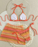 Mayra | Women’s Print Triangle Bikini Set with Ruched Cover-Up Skirt