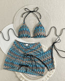 Mayra | Women’s Print Triangle Bikini Set with Ruched Cover-Up Skirt
