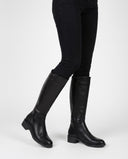 Melisande | Women's Round Toe Side Zip Low Block Heel Knee High Riding Boots