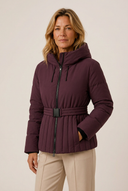 Minerva | Women's Hooded Belted Zip Front Quilted Puffer Jacket