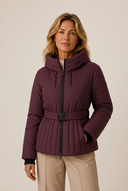 Minerva | Women's Hooded Belted Zip Front Quilted Puffer Jacket
