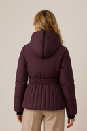 Minerva | Women's Hooded Belted Zip Front Quilted Puffer Jacket