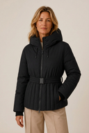 Minerva | Women's Hooded Belted Zip Front Quilted Puffer Jacket