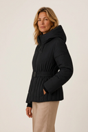 Minerva | Women's Hooded Belted Zip Front Quilted Puffer Jacket