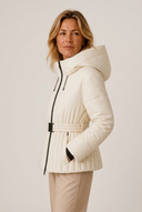 Minerva | Women's Hooded Belted Zip Front Quilted Puffer Jacket