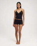 Mirella | Women's V Neck Lace Trim Spaghetti Strap Pajama Set with Scalloped Shorts