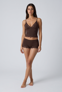 Mirella | Women's V Neck Lace Trim Spaghetti Strap Pajama Set with Scalloped Shorts