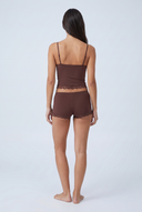 Mirella | Women's V Neck Lace Trim Spaghetti Strap Pajama Set with Scalloped Shorts