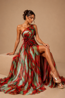 Mitchell | Women’s Abstract Print One-Shoulder Maxi Wedding Guest Dress