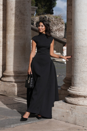 Monika | Women's Mock Neck Cap Sleeve Maxi Evening Dress