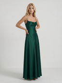 Nadine | Women's Cowl Neck Spaghetti Strap Satin Maxi Dress