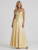 Nadine | Women's Cowl Neck Spaghetti Strap Satin Maxi Dress
