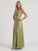 Nadine | Women's Cowl Neck Spaghetti Strap Satin Maxi Dress