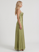 Nadine | Women's Cowl Neck Spaghetti Strap Satin Maxi Dress