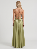 Nadine | Women's Cowl Neck Spaghetti Strap Satin Maxi Dress