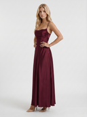 Nadine | Women's Cowl Neck Spaghetti Strap Satin Maxi Dress
