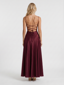 Nadine | Women's Cowl Neck Spaghetti Strap Satin Maxi Dress