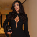 Nadira | Women's High Neck Keyhole Long Sleeve Triple Clasp Front Mini Dress