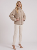 Natasha | Women's High Collar Zip Front Long Sleeve Patch Pockets Teddy Jacket