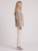 Natasha | Women's High Collar Zip Front Long Sleeve Patch Pockets Teddy Jacket