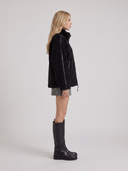 Natasha | Women's High Collar Zip Front Long Sleeve Patch Pockets Teddy Jacket